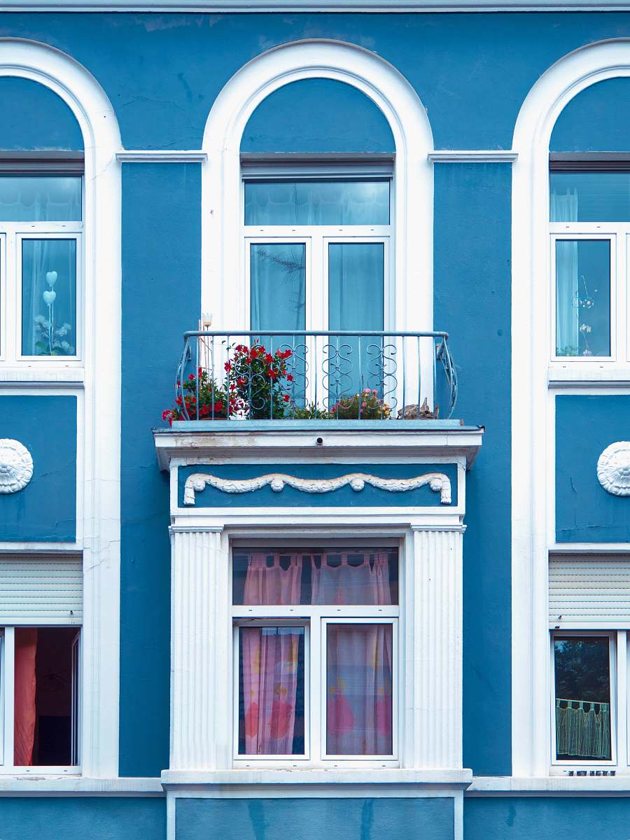 home decor blue and white painted wall shutter
